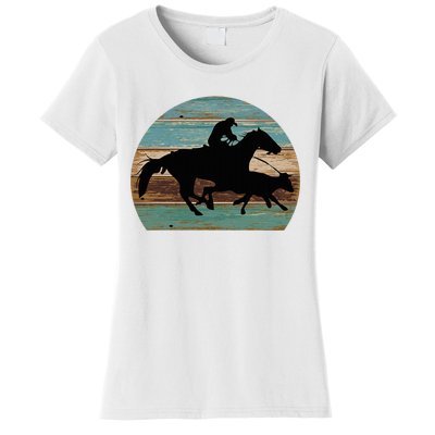 Retro Style Western Cowhorse Calf Roping Women's T-Shirt