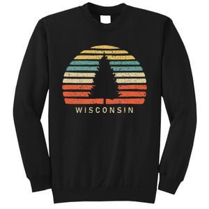 Retro Sunset Wisconsin Pine Tree Sweatshirt