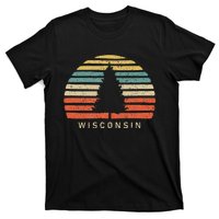 Retro Sunset Wisconsin Pine Tree T-Shirt