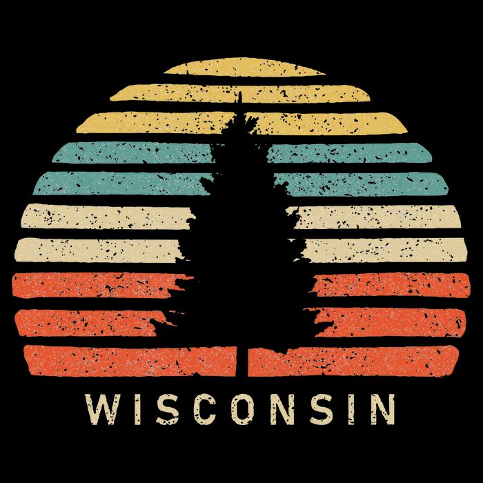 Retro Sunset Wisconsin Pine Tree Tall T-Shirt