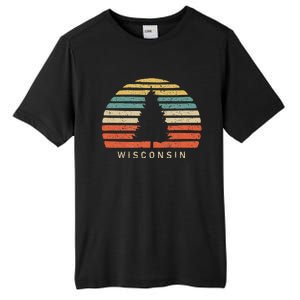 Retro Sunset Wisconsin Pine Tree Tall Fusion ChromaSoft Performance T-Shirt