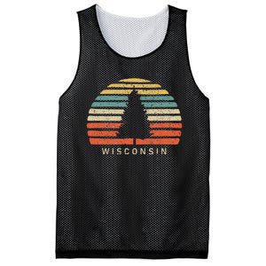 Retro Sunset Wisconsin Pine Tree Mesh Reversible Basketball Jersey Tank