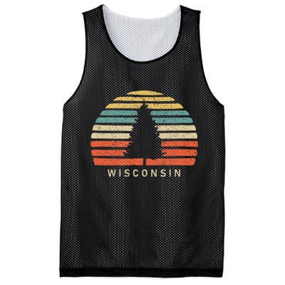 Retro Sunset Wisconsin Pine Tree Mesh Reversible Basketball Jersey Tank