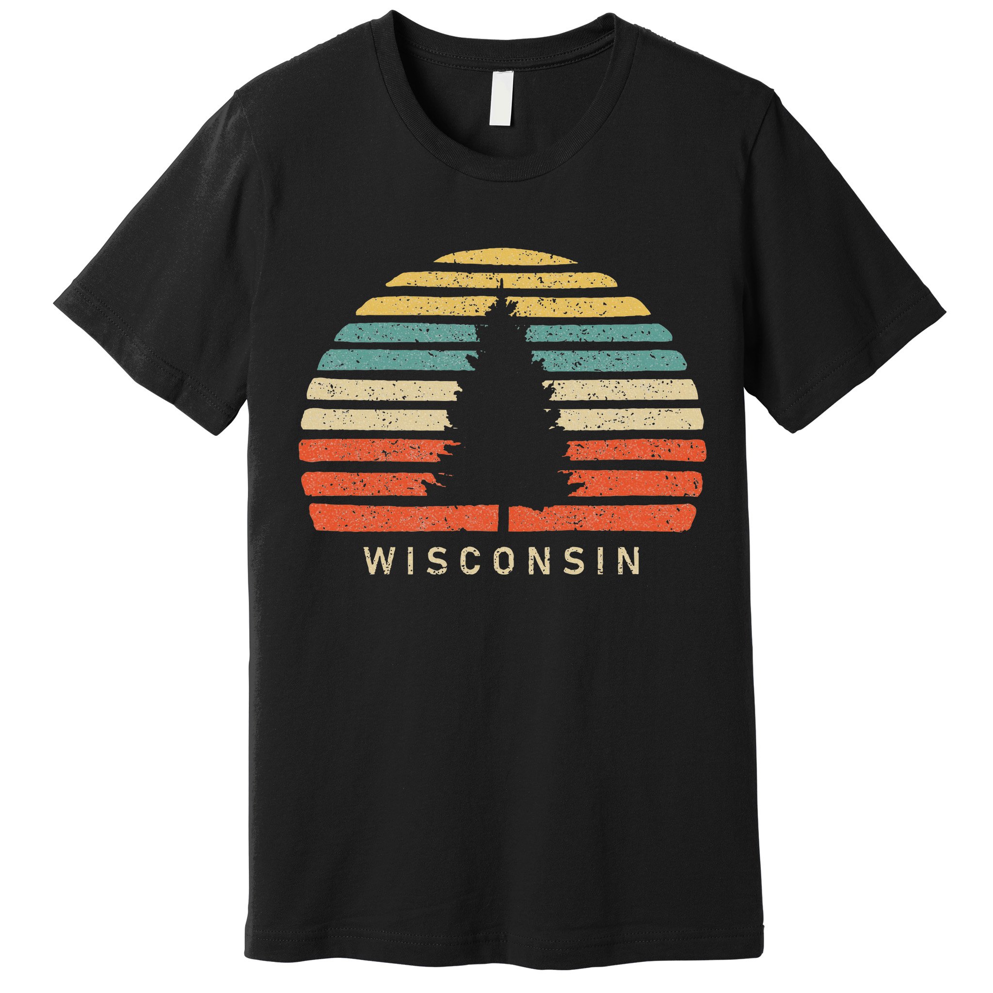 Retro Sunset Wisconsin Pine Tree Premium T-Shirt