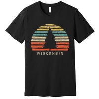 Retro Sunset Wisconsin Pine Tree Premium T-Shirt