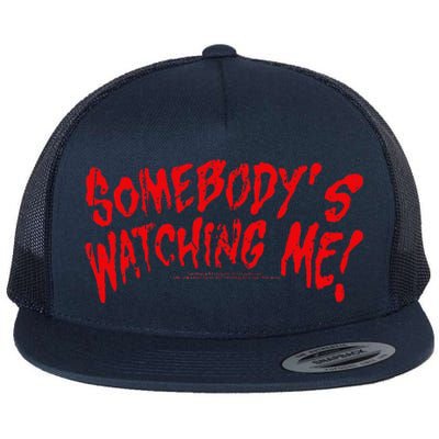 Rockwell SomebodyS Watching Me Lyrics Halloween Flat Bill Trucker Hat