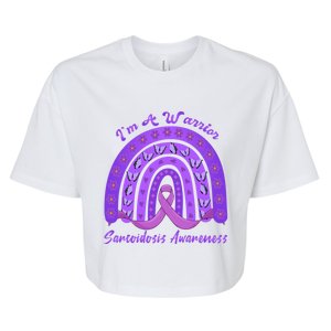 Rainbow Sarcoidosis Warrior Unbreakable Purple Awareness Tee Gift Bella+Canvas Jersey Crop Tee