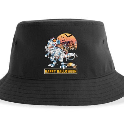 Rocker Skeleton Witch Riding Mummy Dinosaur T Rex Halloween Gift Sustainable Bucket Hat