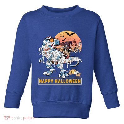 Rocker Skeleton Witch Riding Mummy Dinosaur T Rex Halloween Gift Toddler Sweatshirt