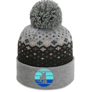 Retro Snowboarding Winter Sport The Baniff Cuffed Pom Beanie