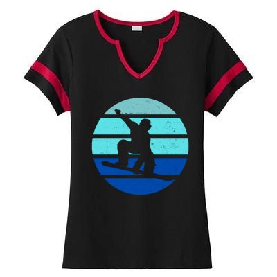 Retro Snowboarding Winter Sport Ladies Halftime Notch Neck Tee