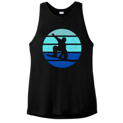 Retro Snowboarding Winter Sport Ladies PosiCharge Tri-Blend Wicking Tank