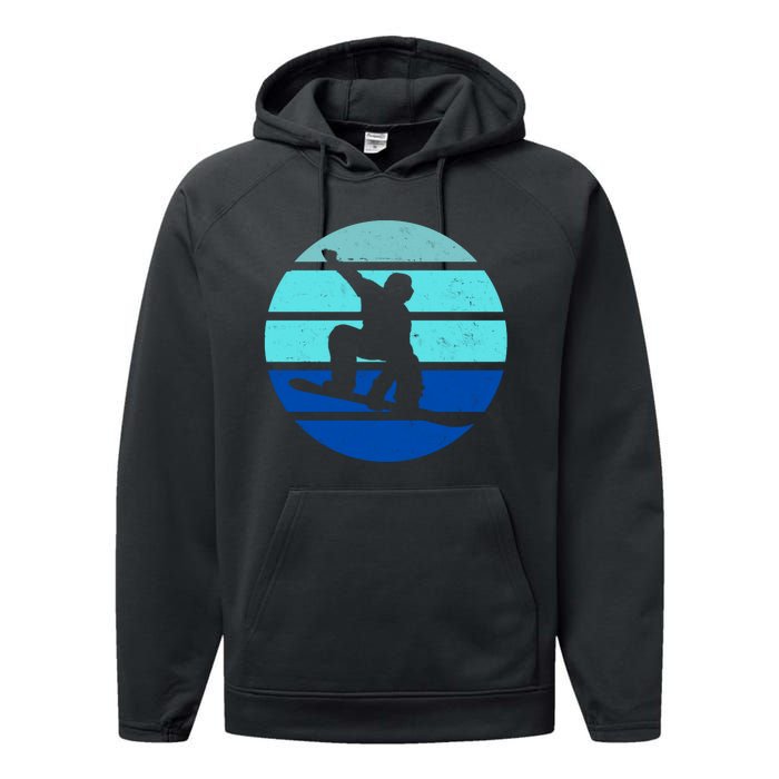 Retro Snowboarding Winter Sport Performance Fleece Hoodie