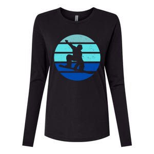 Retro Snowboarding Winter Sport Womens Cotton Relaxed Long Sleeve T-Shirt