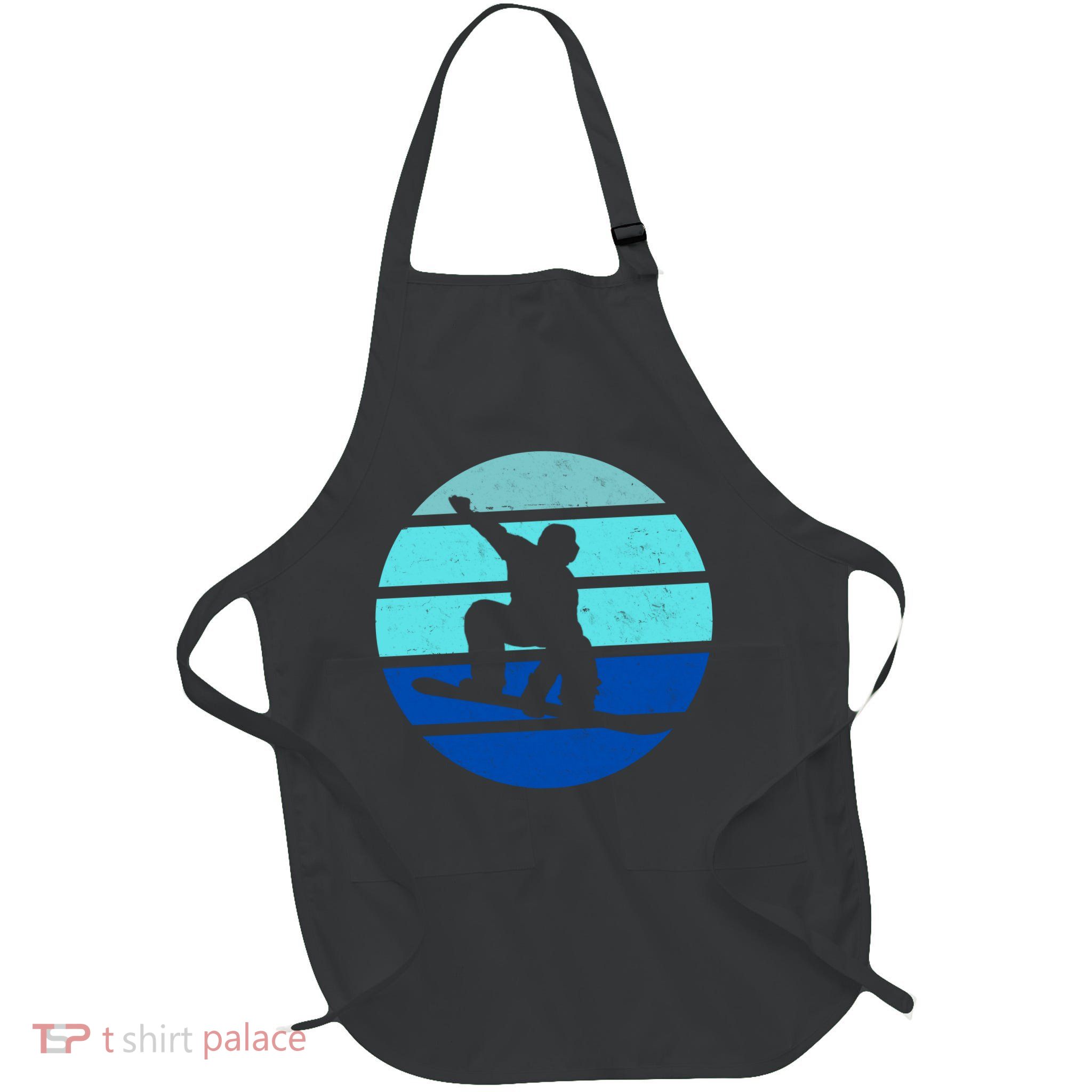 Retro Snowboarding Winter Sport Full-Length Apron With Pockets