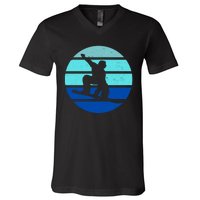 Retro Snowboarding Winter Sport V-Neck T-Shirt