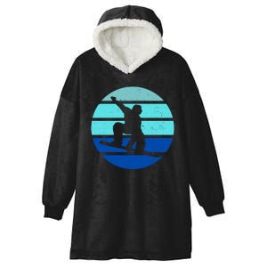 Retro Snowboarding Winter Sport Hooded Wearable Blanket