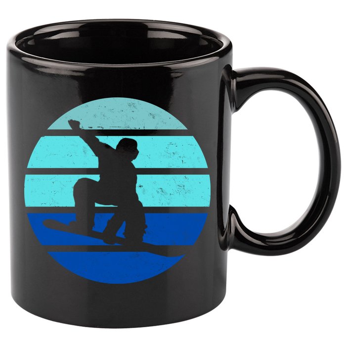 Retro Snowboarding Winter Sport 11oz C Handle Ceramic Mug
