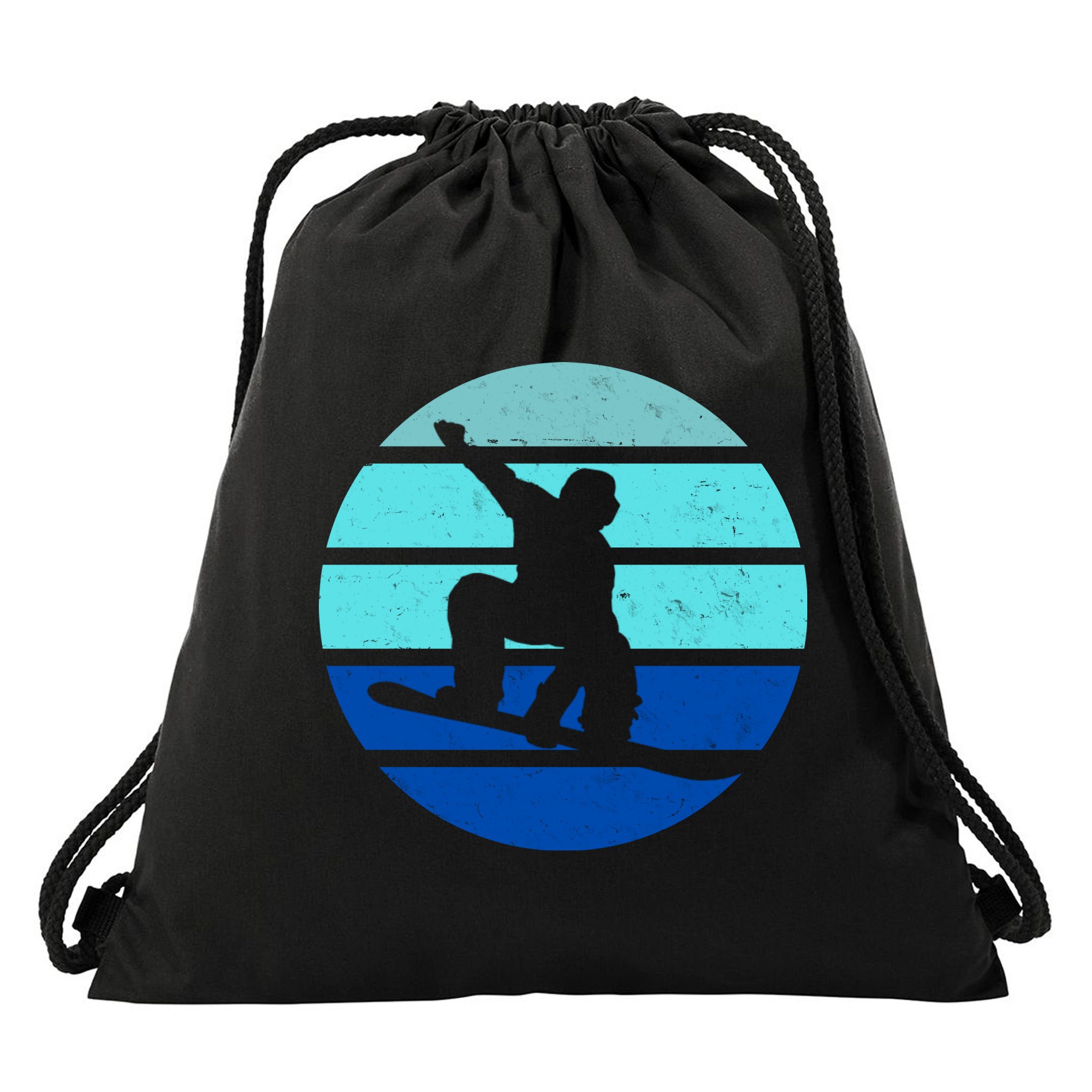 Retro Snowboarding Winter Sport Drawstring Bag