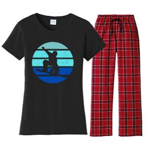 Retro Snowboarding Winter Sport Women's Flannel Pajama Set