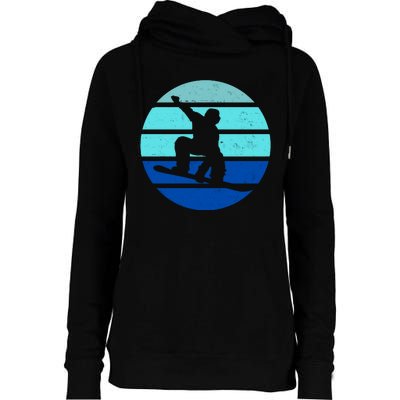 Retro Snowboarding Winter Sport Womens Funnel Neck Pullover Hood