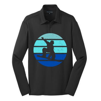 Retro Snowboarding Winter Sport Silk Touch Performance Long Sleeve Polo