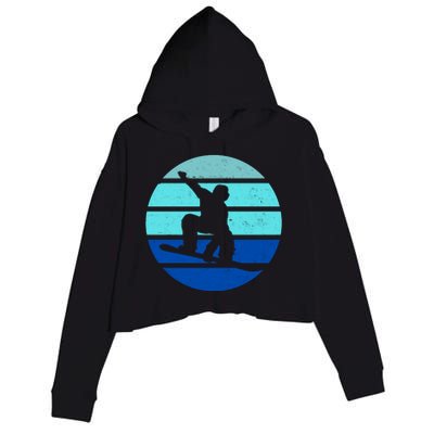 Retro Snowboarding Winter Sport Crop Fleece Hoodie