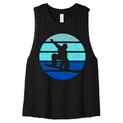 Retro Snowboarding Winter Sport Women's Racerback Cropped Tank