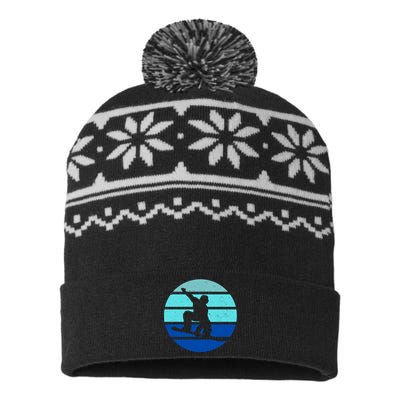 Retro Snowboarding Winter Sport USA-Made Snowflake Beanie