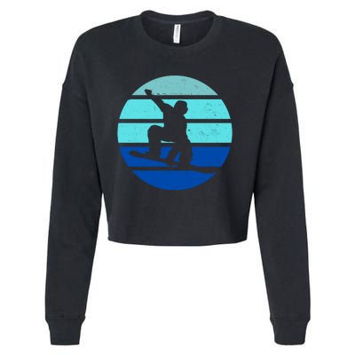 Retro Snowboarding Winter Sport Cropped Pullover Crew