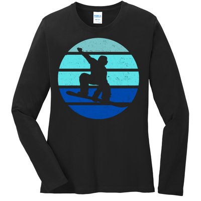 Retro Snowboarding Winter Sport Ladies Long Sleeve Shirt