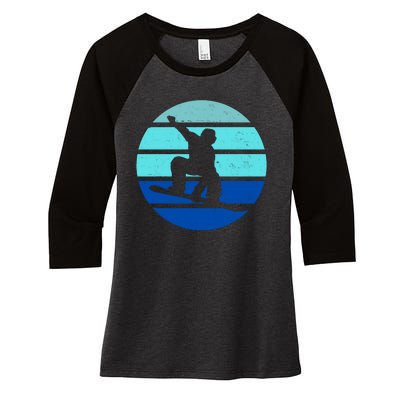 Retro Snowboarding Winter Sport Women's Tri-Blend 3/4-Sleeve Raglan Shirt