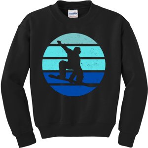 Retro Snowboarding Winter Sport Kids Sweatshirt