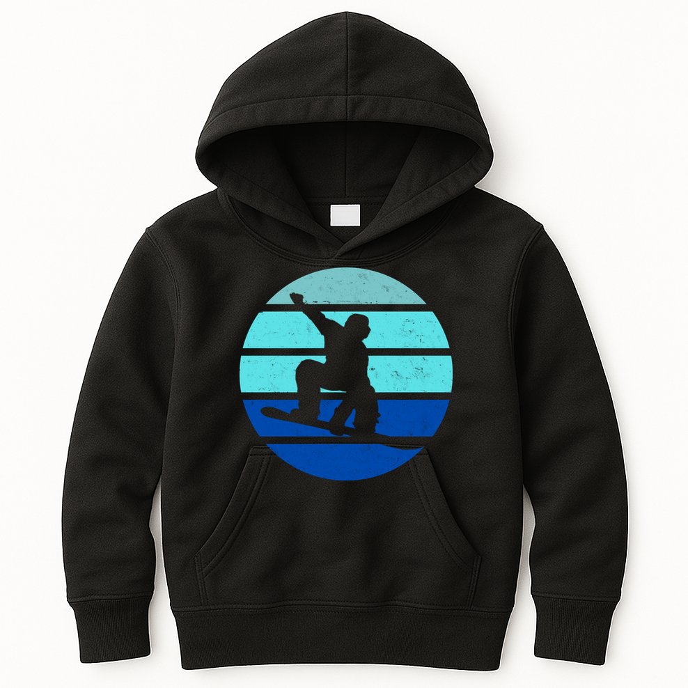 Retro Snowboarding Winter Sport Kids Hoodie