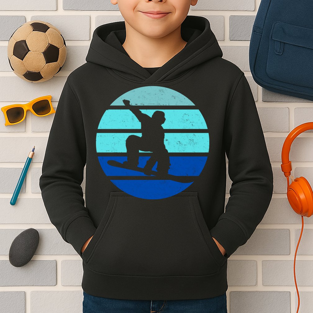 Retro Snowboarding Winter Sport Kids Hoodie