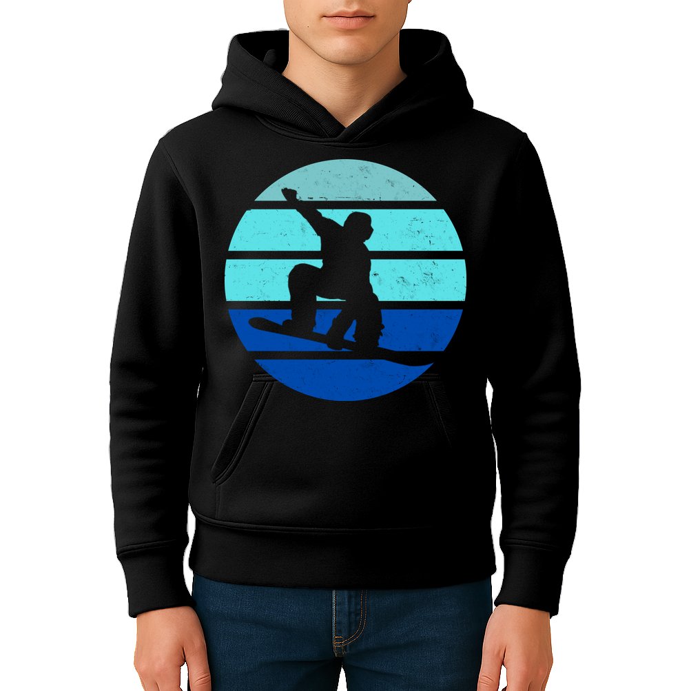 Retro Snowboarding Winter Sport Kids Hoodie