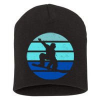 Retro Snowboarding Winter Sport Short Acrylic Beanie