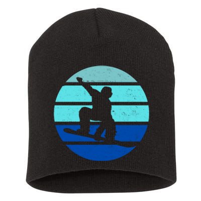 Retro Snowboarding Winter Sport Short Acrylic Beanie