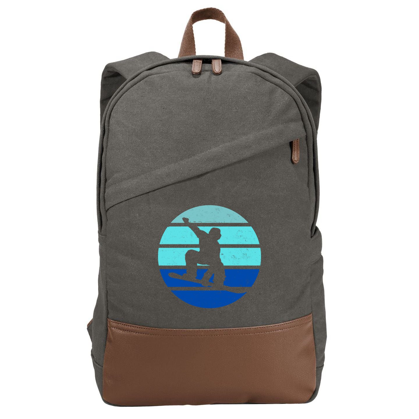 Retro Snowboarding Winter Sport Cotton Canvas Backpack