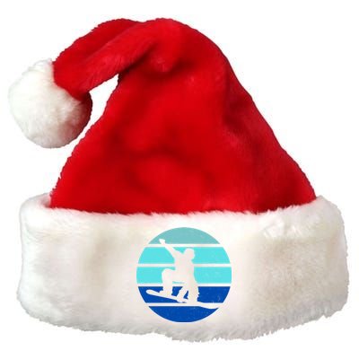 Retro Snowboarding Winter Sport Premium Christmas Santa Hat