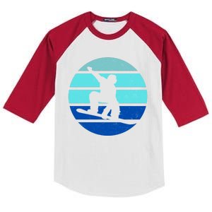 Retro Snowboarding Winter Sport Kids Colorblock Raglan Jersey