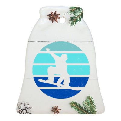 Retro Snowboarding Winter Sport Ceramic Bell Ornament