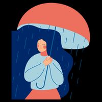 Rainy Sad Woman With Umbrella Mental Health Awareness Impact Tech Backpack