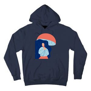 Rainy Sad Woman With Umbrella Mental Health Awareness Tall Hoodie