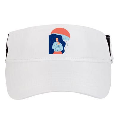 Rainy Sad Woman With Umbrella Mental Health Awareness Adult Drive Performance Visor