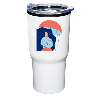Rainy Sad Woman With Umbrella Mental Health Awareness Tumbler