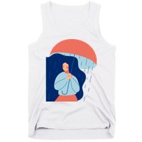Rainy Sad Woman With Umbrella Mental Health Awareness Tank Top