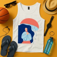 Rainy Sad Woman With Umbrella Mental Health Awareness Tank Top