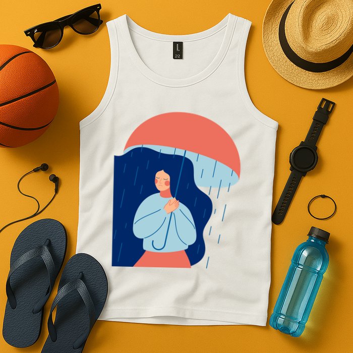 Rainy Sad Woman With Umbrella Mental Health Awareness Tank Top