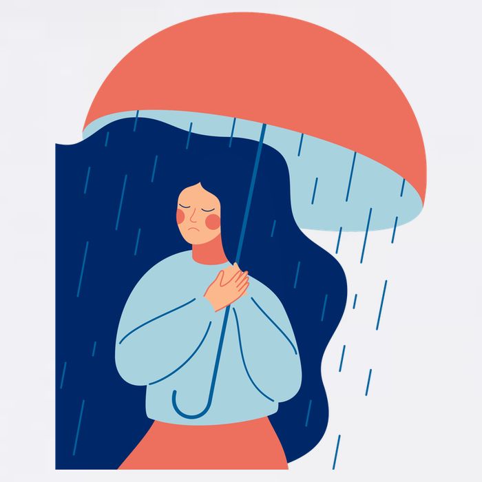 Rainy Sad Woman With Umbrella Mental Health Awareness Tank Top